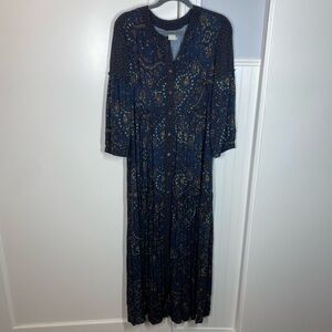 Malia Mills Button Front Maxi Dress printed 100% viscose made in New York resort